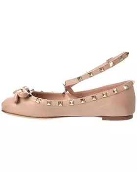 Кожаные балетки Valentino Rockstud, розовый
