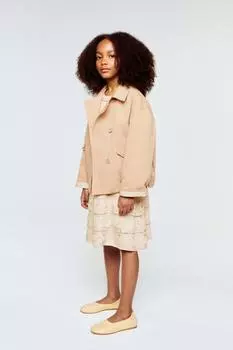 Кожаные балетки ZARA, экрю-белый