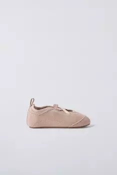 Кожаные балетки ZARA, розовый