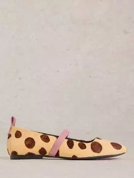 Кожаные балетные туфли-лодочки minnie White Stuff, цвет Straw/Brown