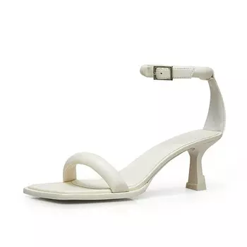 Кожаные босоножки Deep Breath с открытым носом на каблуке 7 см, кофе