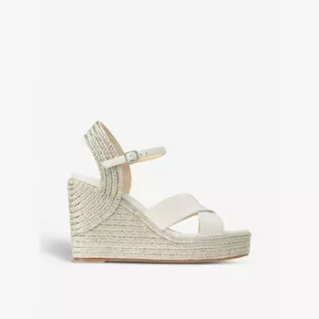 Кожаные босоножки Dellena 100 на танкетке Jimmy Choo, цвет latte