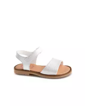 Кожаные босоножки для девочек с клейкой застежкой Pablosky, белый