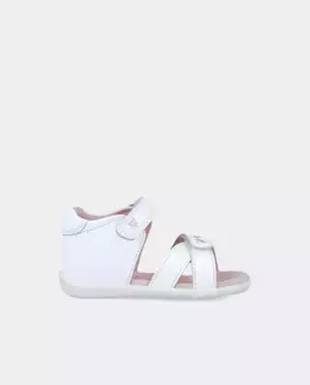 Кожаные босоножки для малышей с двойной клейкой застежкой Garvaln, белый