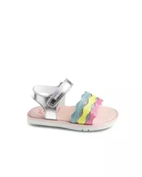 Кожаные босоножки для малышей с клейкой застежкой Pablosky, серебряный