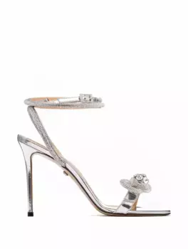 Кожаные босоножки Double Bow Mach & Mach, серебристый
