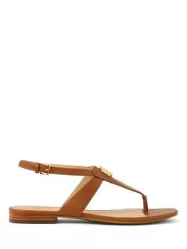 Кожаные босоножки lauren everley с т-образной планкой Ralph Lauren, цвет Brown/Tan