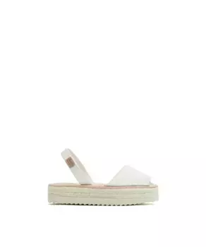 Кожаные босоножки Menorquina для девочки на платформе CASTELL MENORCA, белый