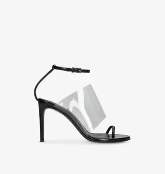 Кожаные босоножки на асимметричном каблуке Azzedine Alaia, черный