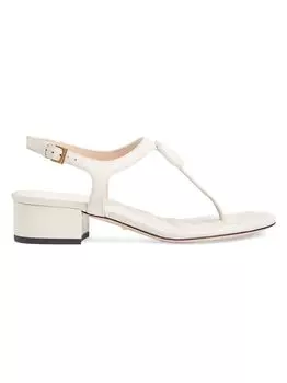 Кожаные босоножки на блочном каблуке Marmont 45MM Gucci, белый