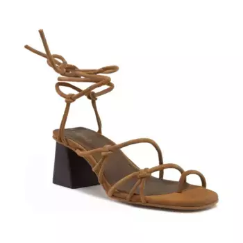 Кожаные босоножки на каблуке Alohas, коричневый