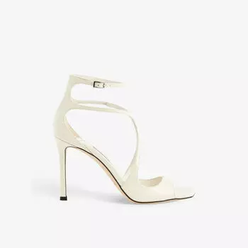 Кожаные босоножки на каблуке azia 95 с ремешками Jimmy Choo, цвет latte