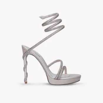 Кожаные босоножки на каблуке Cleo с кристаллами Rene Caovilla, красный