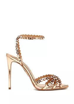 Кожаные босоножки на каблуке цвета розового золота с текилой Aquazzura