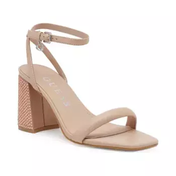 Кожаные босоножки на каблуке Guess, бежевый