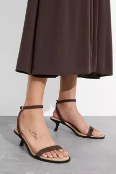 Кожаные босоножки на каблуке котенке & Other Stories, коричневый