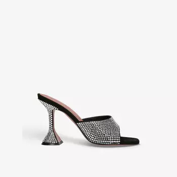 Кожаные босоножки на каблуке Lupita, украшенные кристаллами Amina Muaddi, черный