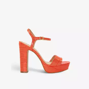 Кожаные босоножки на каблуке Matche на платформе с тиснением и крестом Dune, оранжевый