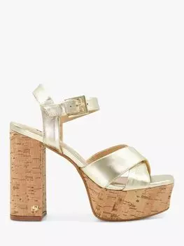 Кожаные босоножки на каблуке на платформе Dune Jealous, золотистый