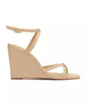 Кожаные босоножки на каблуке платформе Kazar, бежевый