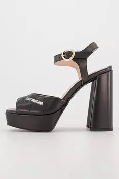 Кожаные босоножки на массивном каблуке Love Moschino, черный