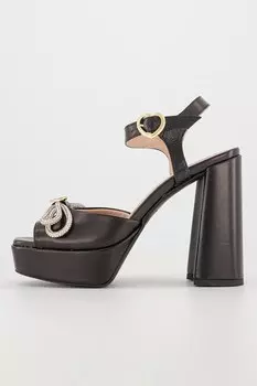 Кожаные босоножки на массивном каблуке Love Moschino, черный