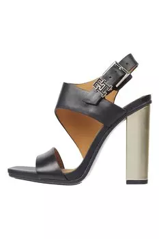 Кожаные босоножки на массивном каблуке Tommy Hilfiger, черный