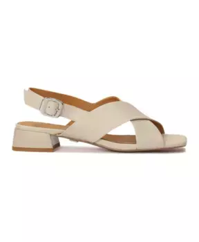 Кожаные босоножки на низком каблуке Kazar, бежевый
