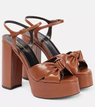 Кожаные босоножки на платформе Bianca 125 Saint Laurent, коричневый