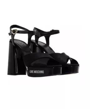 Кожаные босоножки на платформе фантазийного цвета Love Moschino, черный