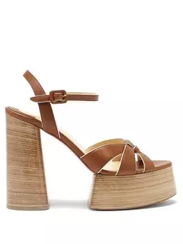 Кожаные босоножки на платформе foolanjalili 130 Christian Louboutin, коричневый