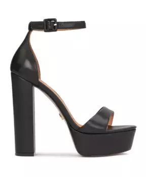 Кожаные босоножки на платформе и блочном каблуке Kazar, черный