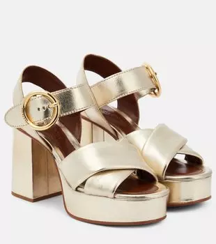 Кожаные босоножки на платформе lyna See By Chlo, золото
