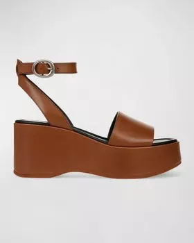 Кожаные босоножки на платформе Phillipa с ремешком на щиколотке Vince, цвет Sequoia Brown Leather