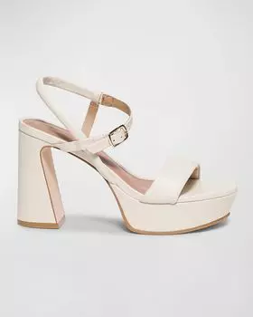 Кожаные босоножки на платформе с ремешком на щиколотке Bernardo, цвет Eggshell Glove Leather