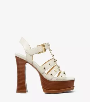 Кожаные босоножки на платформе с заклепками Michael Michael Kors Jagger, белый