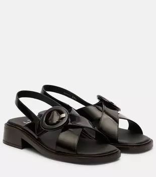 Кожаные босоножки на ремешке Prada, Bruciato