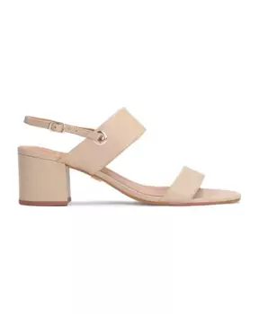 Кожаные босоножки на широком каблуке Kazar, бежевый