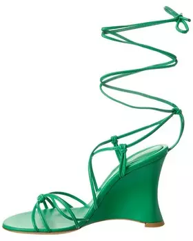 Кожаные босоножки на танкетке Gianvito Rossi 95, зеленый