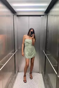Кожаные босоножки на высоком каблуке с трубчатым ременем ZARA, черный