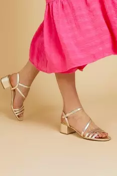 Кожаные босоножки натурального цвета на высоком каблуке Jones Bootmaker, желтый