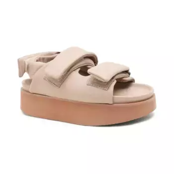 Кожаные босоножки-пуховики с кисточками Inuikii, бежевый