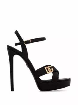 Кожаные босоножки с логотипом Dolce&Gabbana