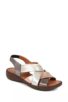 Кожаные босоножки с перекрестными ремешками Pavers, коричневый