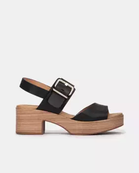 Кожаные босоножки с пряжкой и блочным каблуком Pedro Miralles, чёрный