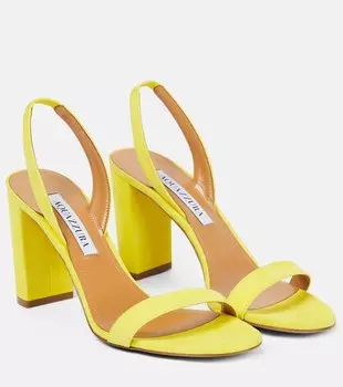 Кожаные босоножки So Nude 85 с ремешком на пятке Aquazzura, желтый