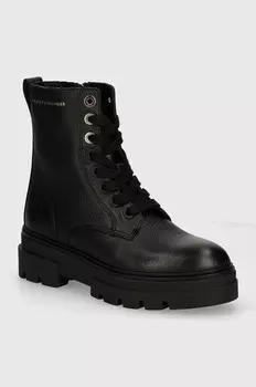 Кожаные ботильоны BICOLOR LEATHER LACE-UP Tommy Hilfiger, черный