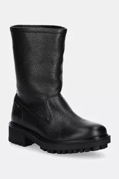 Кожаные ботильоны Calvin Klein FLAT BIKER BOOT LTH, черный