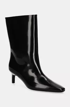 Кожаные ботильоны Calvin Klein HEEL MID BOOT 50 LTH, черный