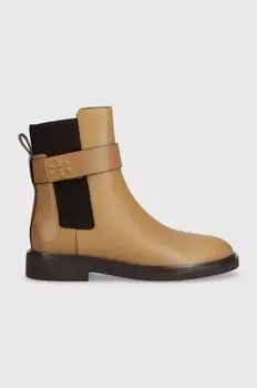 Кожаные ботильоны DOUBLE T CHELSEA BOOT Tory Burch, коричневый